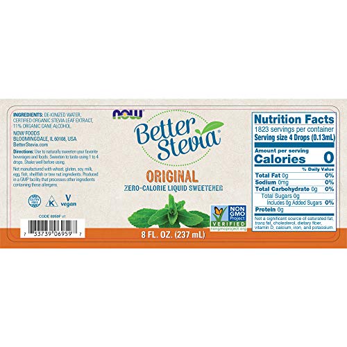 Now Foods Better Stevia Original Liquid Extract, 8 Ounce Bottle (Pack of 2)