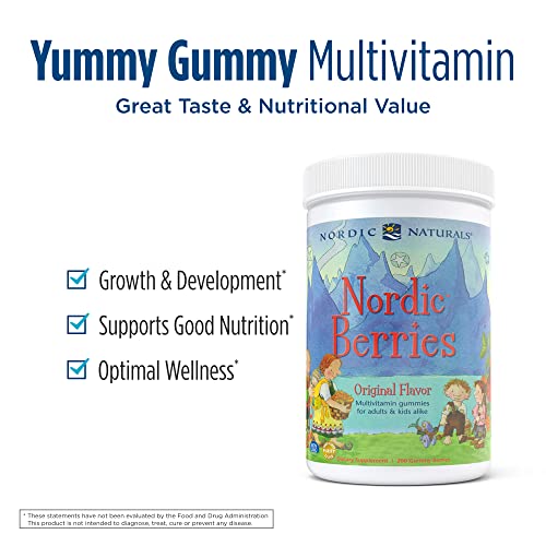 Nordic Naturals Nordic Berries, Citrus - 200 Gummy Berries - Great-Tasting Multivitamin for Ages 2+ - Growth, Development, Optimal Wellness - Non-GMO, Vegetarian - 50 Servings