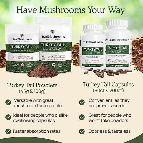 Real Mushrooms Turkey Tail Powder 45gm, 1.59oz, 45 Servings