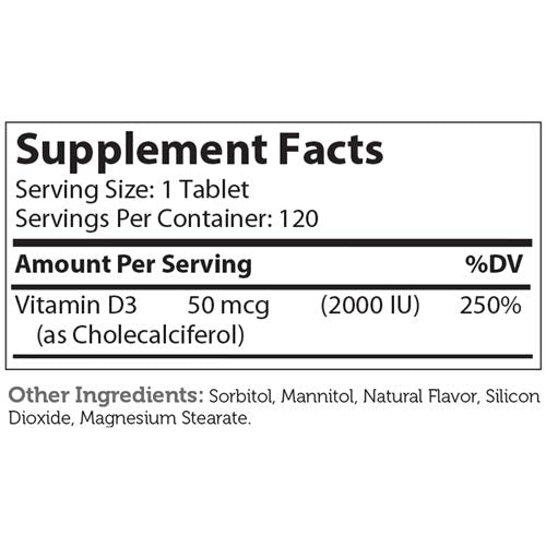 Zahler Vitamin D3 CHEWABLE 2000IU, an All-Natural Supplement Targeting Vitamin D Deficiencies, Certified Kosher, 120 Great Tasting Orange Flavored Tablets