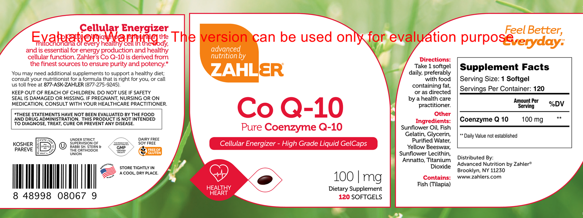 Advanced Nutrition by Zahler Co Q-10 120 softgels