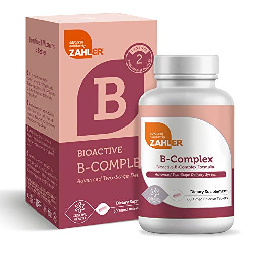 Zahler B Complex, Vitamin B Complex with All 8 Bioactive B Vitamins, Time Release Two Stage Delivery System, Certified Kosher, 60 Tablets