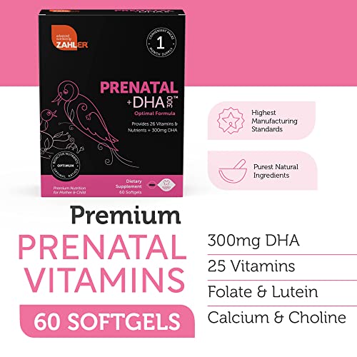 Zahler Prenatal Vitamin with DHA & Folate - Prenatal Softgels 180 Count