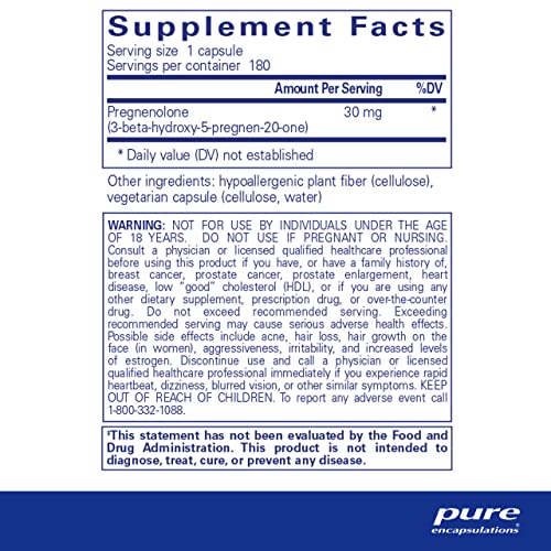 Pure Encapsulations Pregnenolone 30 mg 180 Capsules