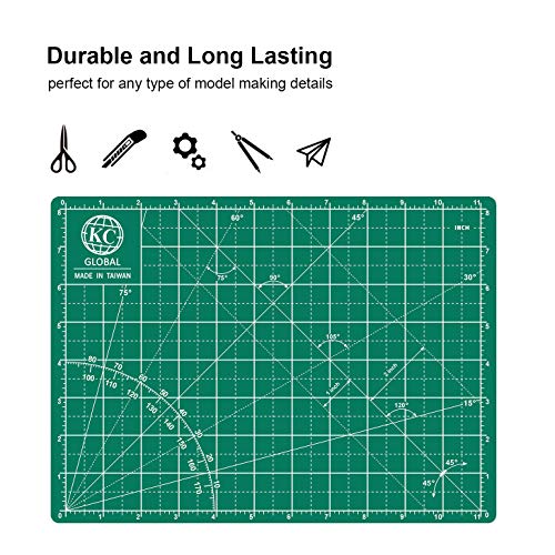 KC GLOBAL A3 (18"x12") Self-Healing Cutting Mat (Dark Green) - Sturdy, Reversible, Eco-Friendly, Non-Slip. Premium Desk Mat for Crafters, Quilters, and Hobbyist