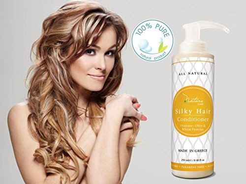 Nature Lush Organic Olive Silky Hair Conditioner - Sulfate Free Treatment - Powerful Stimulator for Hair Roots - Daily Use for Men & Women - Provides Vital Vitamins & Proteins 8.4 oz