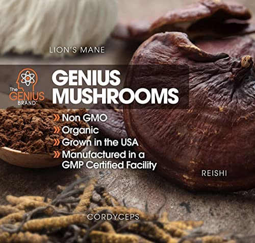 Genius Mushroon Lions Mane, Cordyceps und Reishi 180 Count