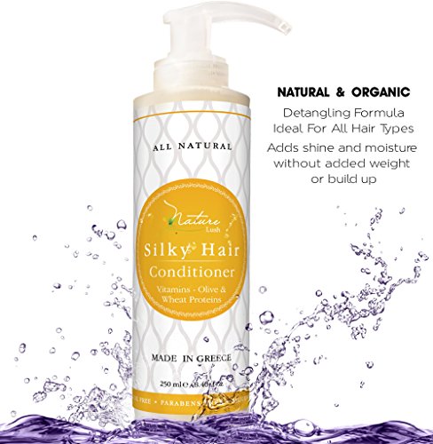 Nature Lush Organic Olive Silky Hair Conditioner - Sulfate Free Treatment - Powerful Stimulator for Hair Roots - Daily Use for Men & Women - Provides Vital Vitamins & Proteins 8.4 oz