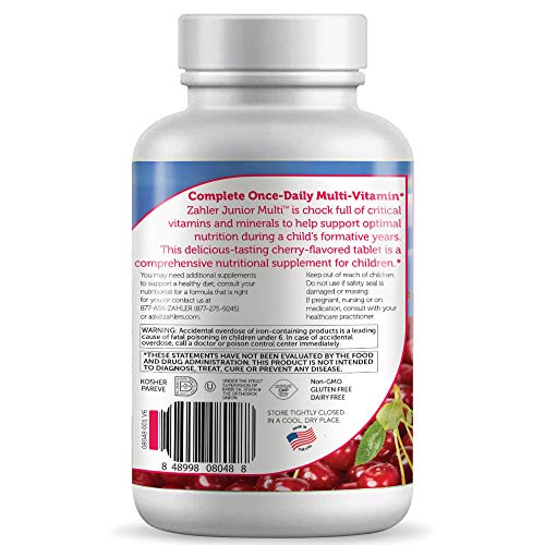 Junior Multi, Complete Once-Daily Multi-Vitamin, Natural Cherry, 180 Chewable Tablets, Zahler