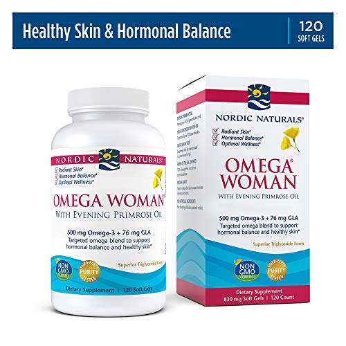 Nordic Naturals Omega Woman Lemon 120 Soft Gels 500 mg Omega 3 800 mg Evening Primrose Oil Healthy Skin Hormonal Balance Optimal Wellness