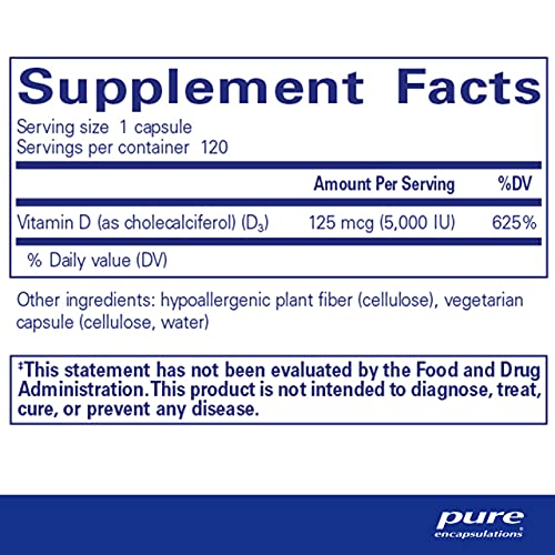 Pure Encapsulations Vitamin D3 5,000 IU 125mcg 120 Capsules