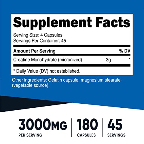 Nutricost Creatine Monohydrate 3,000mg 180 Capsules