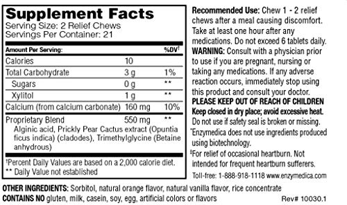 Enzymedica, Heartburn Soothe, Fast-Acting Digestive Aid, Vanilla Orange, 90 Chews (45 Servings)