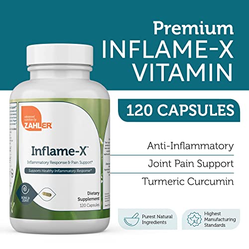 Zahler Inflame-X, Advanced Anti Inflammatory Supplement with Turmeric Curcumin - Turmeric Supplement Ginger Supplement with Herbs for Natural Inflammation Support - Turmeric Ginger, 120 Capsules