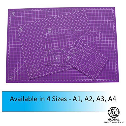 KC GLOBAL A1 (38"x26") Professional Grade Self-Healing Cutting Mat (Purple) - Odor-Free, Reversible, Eco-Friendly, Durable Bright Surface. Premium Desk Mat for Crafters, Quilters, and Hobbyist