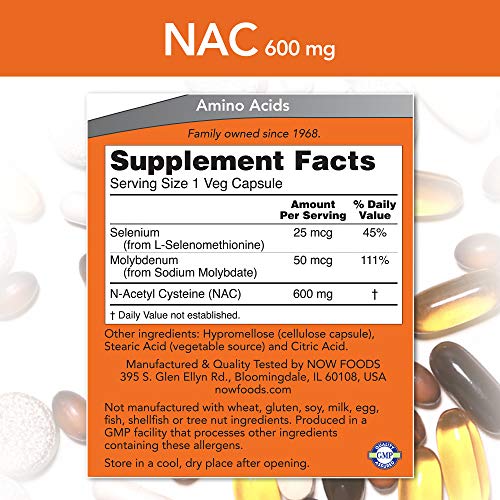 NOW Supplements, NAC (N-Acetyl Cysteine) 600 mg 250 Veg Capsules