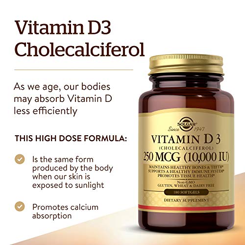 Solgar Vitamin D3 Cholecalciferol 250 MCG 10000 IU 180 Count