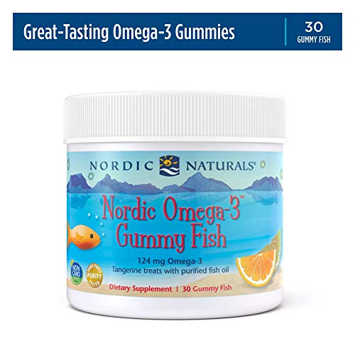 Nordic Naturals Nordic Omega-3-Gummifisch, Mandarine – 30 Gummifisch – 124 mg Omega-3-Fettsäuren insgesamt mit EPA und DHA – gentechnikfrei – 30 Portionen