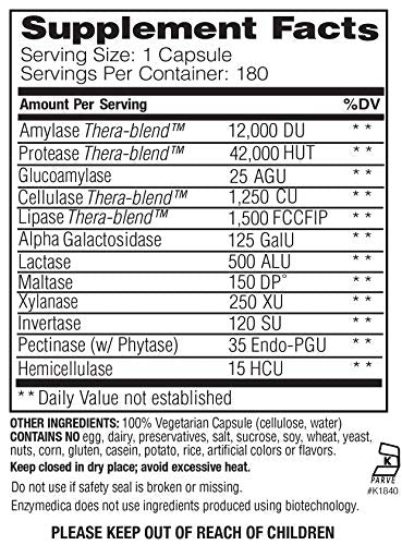 Enzymedica Digest, Complete Enzyme Formula for Everyone’s Digestive Health, With Full Range of Enzymes for Everyday Diets, 180 Capsules