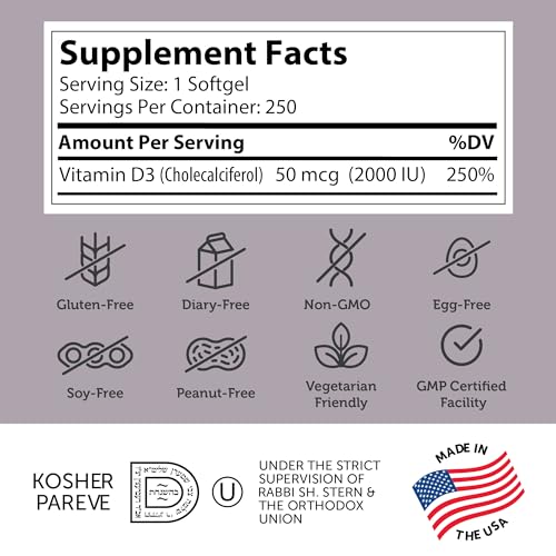 Vitamin D3, Advanced D3 Formula, 50 mcg (2,000 IU), 250 Softgels, Zahler