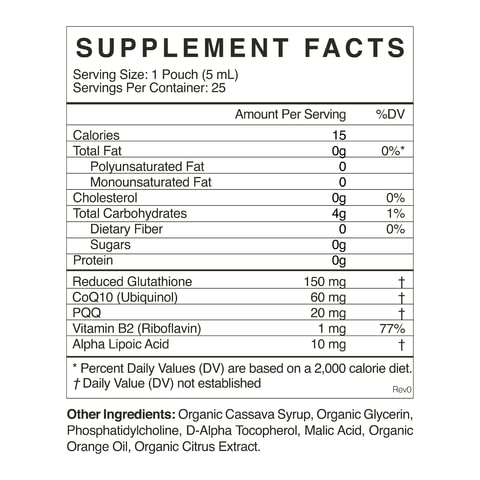 CYMBIOTIKA Liposomal Glutathione with PQQ & CoQ10 Organic Citrus Berry, 25 Pack