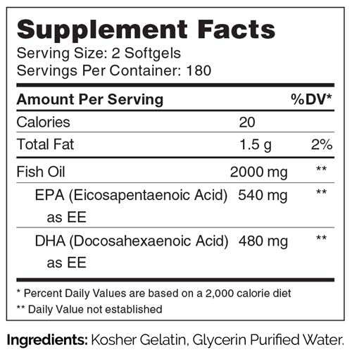 Zahler Omega 3 Platinum 3000mg, Advanced Omega 3 Fish Oil Supplement, Burpless Softgel with No Fishy Aftertaste, Highest in EPA and DHA,Certified Kosher, 360 Softgels