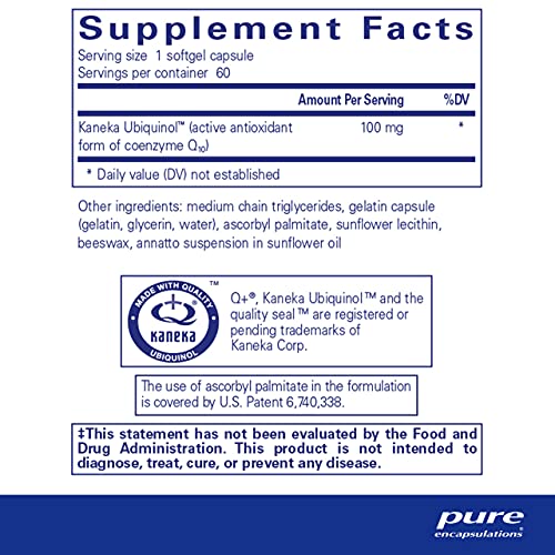 Pure Encapsulations Ubiquinol-QH 100 mg | Active Form of CoQ10 to Support Immune Health, Cellular Energy, and Cardiovascular Health* | 60 Softgel Capsules