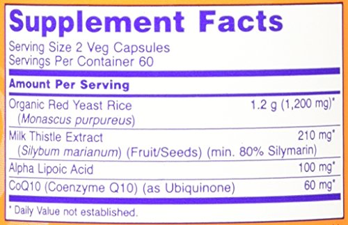 NOW Foods 600mg Red Yeast Rice & 30mg Coq10, 120 caps (pack of 2)