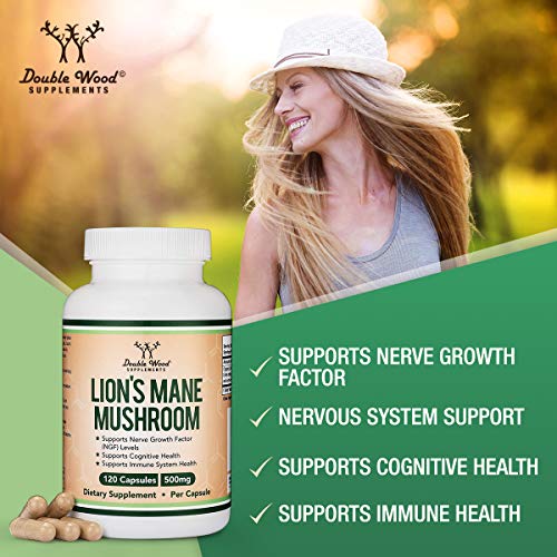 Double Wood Supplements Lions Mane Mushroom 120 Capsules 2 Month Supply