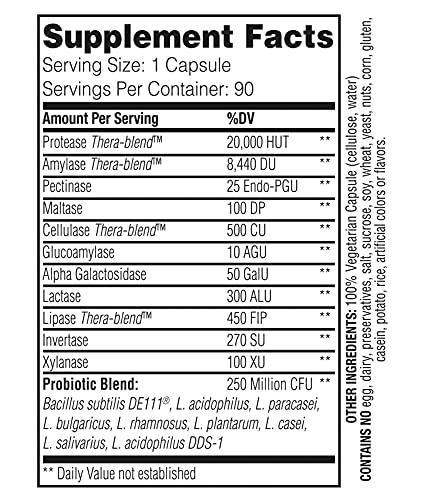 Enzymedica, Digest Basic + Probiotics, Gentle Enzymes for Digestive Health, Breaks Down Carbs, Fats and Proteins with Protease, Amylase and Lipase, 750 Million CFU, Vegetarian, 90 Capsules