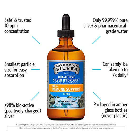 Sovereign Silver Bio-Active Silver Hydrosol 10 ppm 8oz Colloidal Silver