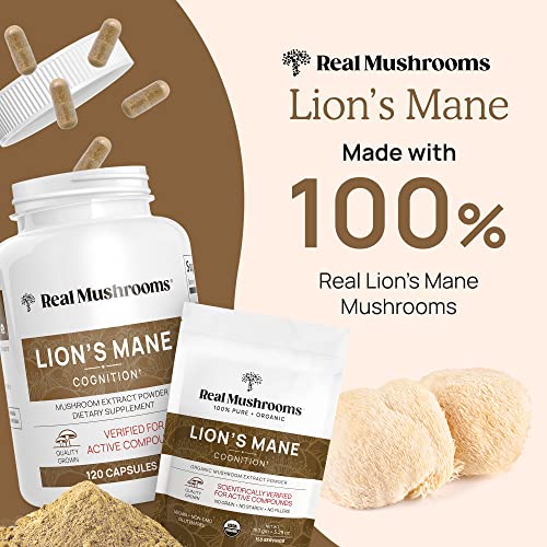 Real Mushrooms Lion’s Mane Mushroom Extract Capsules 300 Caps