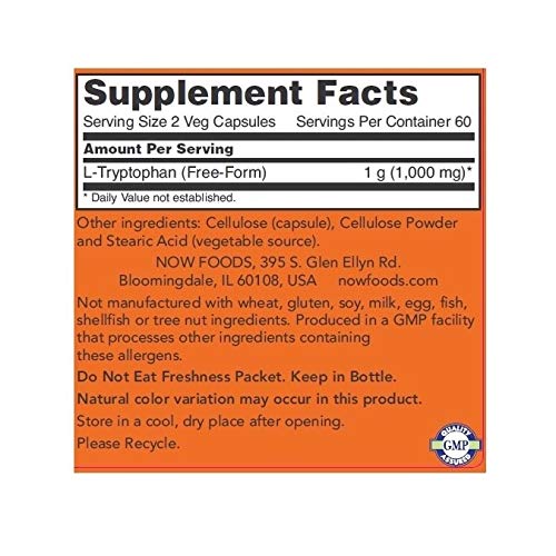 Now Foods L-tryptophan 500mg, Veg-Capsules, 240-Count