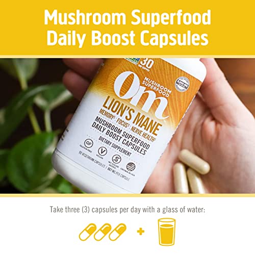 Om Mushroom Superfood Lion's Mane Mushroom Capsules 180 Count