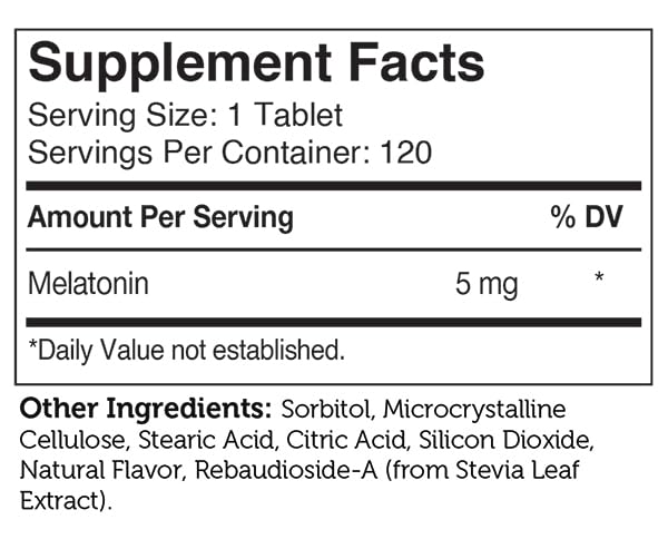 Zahler Melatonin Chewable 5MG, Fast-Acting Sleep Support Supplement, Kosher, Delicious Orange Flavor, 120 Chewable Tablets