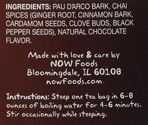 NOW Foods, Pau D'Arco Tea, A Traditional Herbal Experience, Overall Wellness, Premium Unbleached Tea Bags with No-Staples Design, 24-Count