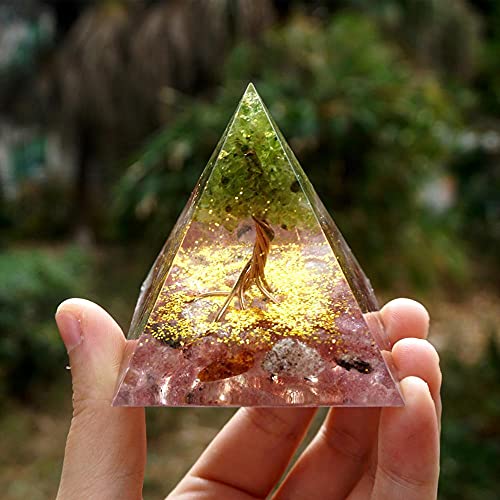 Global Crystal Orgonite Pyramid Tree of Life Orgon Pyramid Healing Crystal for Yoga Meditation Seven Chakra Energy Gathering