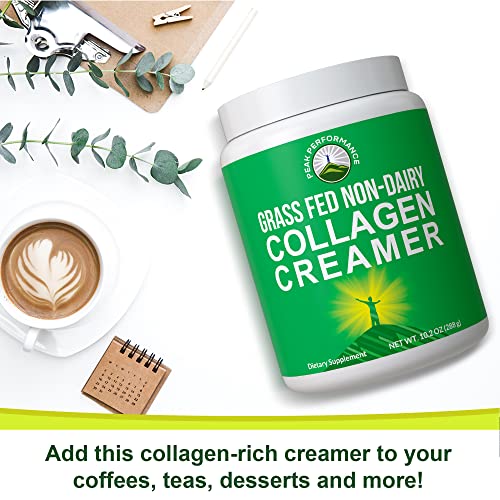 Collagen Creamer for Coffee - Grass Fed Non Dairy Best Tasting Keto and Paleo Friendly Organic Coconut MCT + Collagen Creamer Powder by Peak Performance. Vital Ketogenic Collagen Peptide Proteins