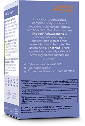 Zahler Multivitamin Calm, Daily Multivitamin +Relaxation Support, Multivitamin for Women and Men with Iron, Certified Kosher, 60 Capsules