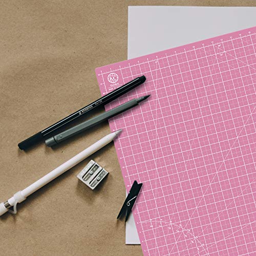 KC GLOBAL A2 (24"x18") Self-Healing Cutting Mat (Pink) - Sturdy, Reversible, Eco-Friendly, Non-Slip. Premium Desk Mat for Crafters, Quilters, and Hobbyist