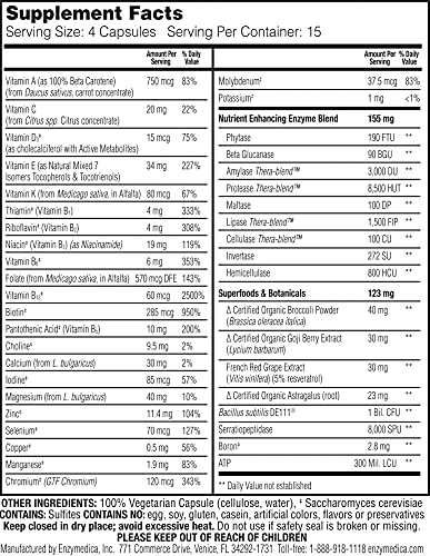 Enzymedica, Enzyme Nutrition Women's 50+ Multivitamin, Supports Immune and Heart Health, 60 Capsules