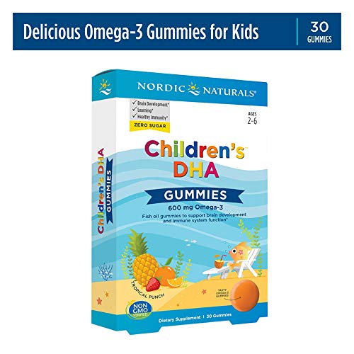 Nordic Naturals Children's DHA Gummies, Tropical Punch - 30 Gummies - 600 mg Total Omega-3s with EPA & DHA - Brain Development, Learning, Healthy Immunity - Non-GMO - 30 Servings
