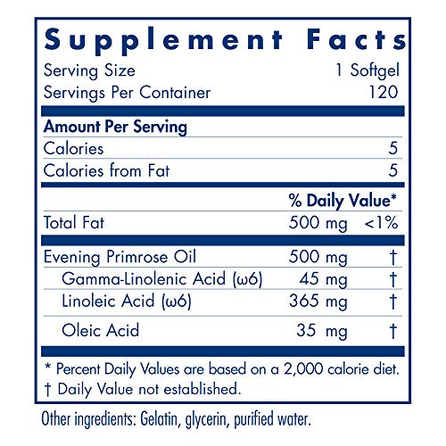 Allergy Research Group – EPO Nachtkerzenöl – Omega-6, GLA Gamma-Linolensäure – 120 Kapseln