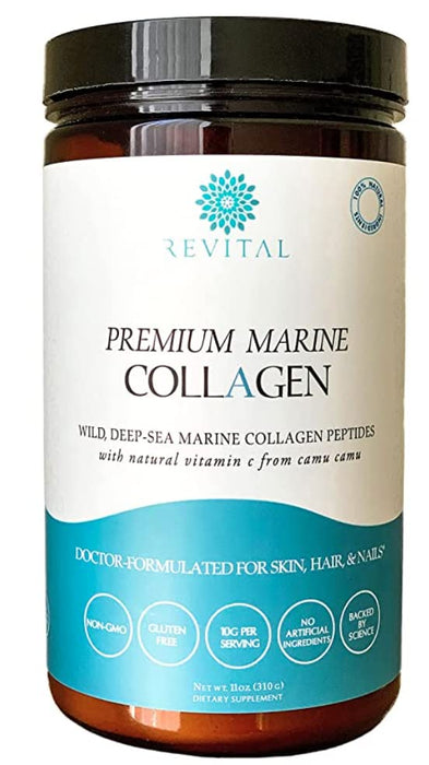 Premium Marine Collagen Powder- Dr Formulated Hydrolyzed Wild Caught Fish Proteins Peptides + Organic Vitamin C- Vital Anti Aging Skin, Hair, Nail, Joint Support Supplement, Keto (ReVital Organics)