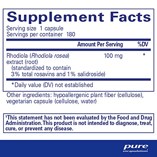 Pure Encapsulations - Rhodiola Rosea - Hypoallergenic Supplement to Moderate Occasional Physical Stress and Discomfort - 180 Capsules