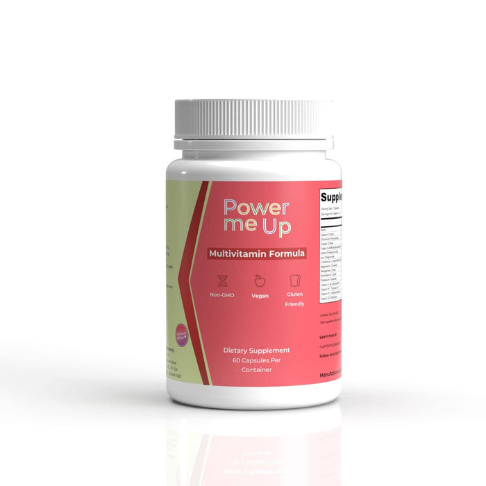 Vegan Plant based Multivitamin by Power Me Up, 26 Nutrients and Minerals 60 Capsules Vegan, Vegetarian, Gluten-Free, Non-GMO, Nut-Free, Egg-Free and Oil-Free