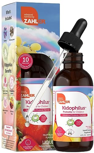 Zahler - Kidophilus Liquid Drops Probiotics for Kids (4 Fl Oz) Certified Kosher Kids Probiotic for Healthy Digestion & Immune Support - Fruit Punch Flavored Children's Probiotic Drops Supplement