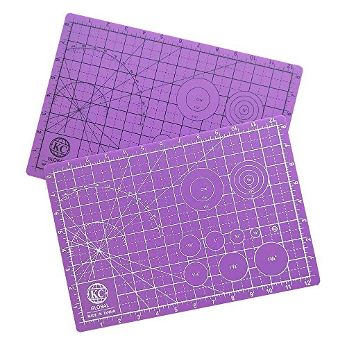 KC GLOBAL A4 (13"x9") Professional Grade Self-Healing Cutting Mat (Purple) - Odor-Free, Double-Sided, Eco-Friendly, Non-Slip, Premium Desk mat for DIY, Crafting, Model Building and Art Projects