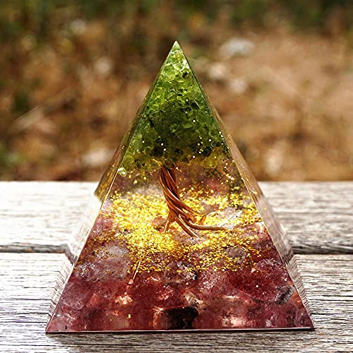 Global Crystal Orgonite Pyramid Tree of Life Orgon Pyramid Healing Crystal for Yoga Meditation Seven Chakra Energy Gathering