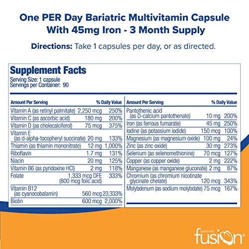 Bariatric Fusion One Per Day Multivitamin with Iron 90 Capsules